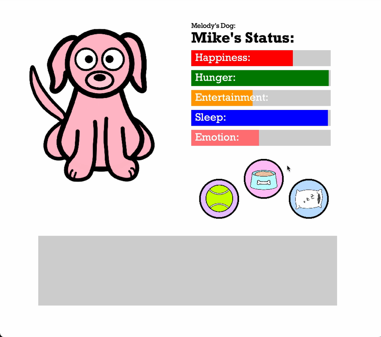 Main UI with Dog Sprite and Controls
